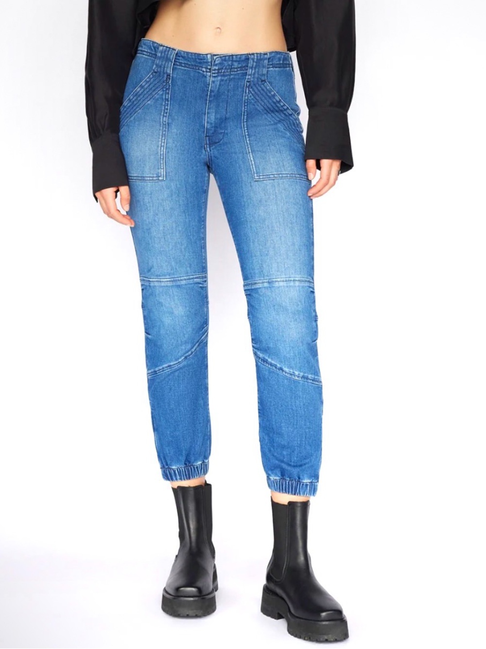 FRAME Denim Size 28 Banded Bottom Trapunto Pant Waltz Jogger Jeans Streetwear
